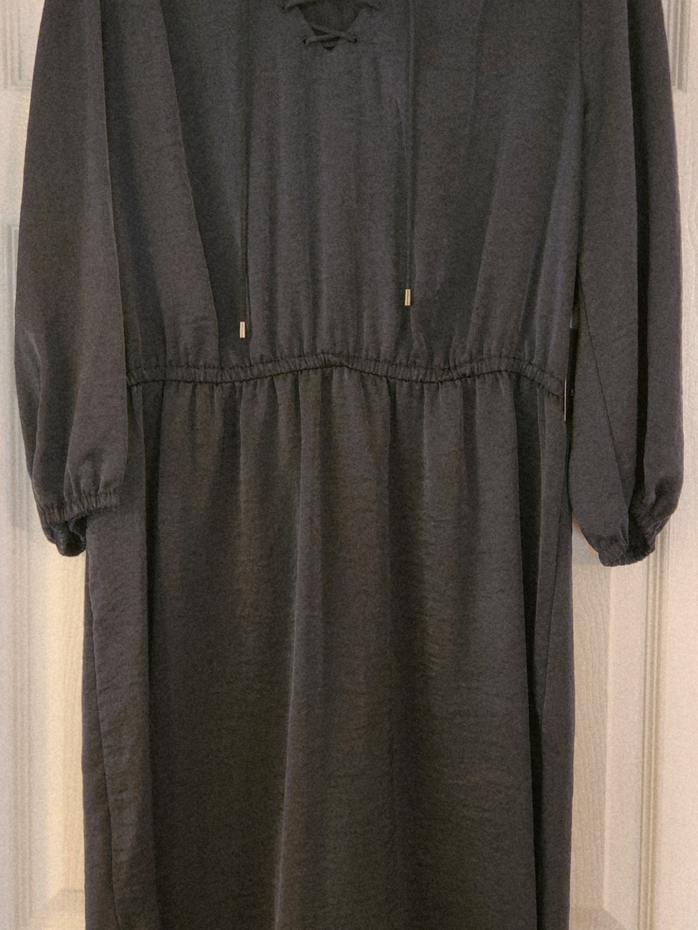 Simply Vera Vera Wang Navy Blue Long Sleeve Tunic Dress with Lace Up Neck Line